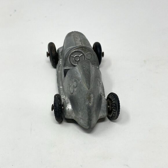 Vintage Tootsie Toy Race Car Number 3 Silver Metal Made in USA Collectible - Picture 4 of 8